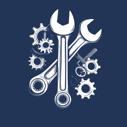 Мужской свитшот Рожковые ключи и шестеренки / Тёмно-синий – фото 3