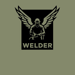 Свитшот хлопковый мужской Сварщик с крыльями, цвет: авокадо — фото 2