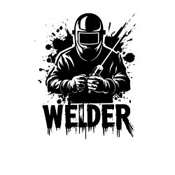 Свитшот хлопковый мужской Сварщик черной краской, цвет: белый — фото 2