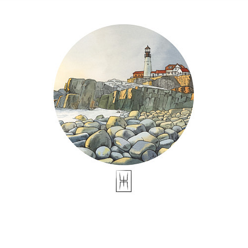 Мужской свитшот Акварельный маяк в круге / Белый – фото 3