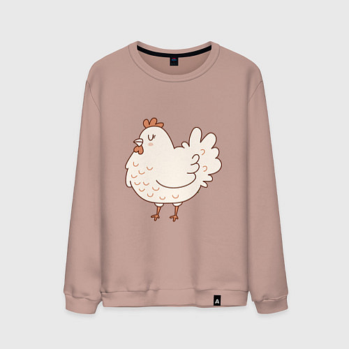 Мужской свитшот Довольная жизнью курочка / Пыльно-розовый – фото 1