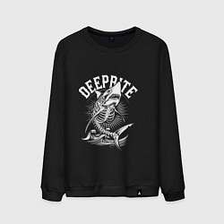 Свитшот хлопковый мужской Рыбий скелет акулы, цвет: черный