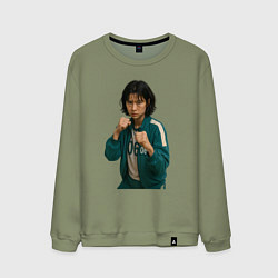Свитшот хлопковый мужской Игрок 067 в стойке бойца, цвет: авокадо