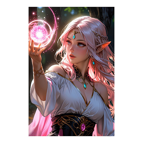 Мужской свитшот Нежная эльфийка с магической сферой / Белый – фото 3