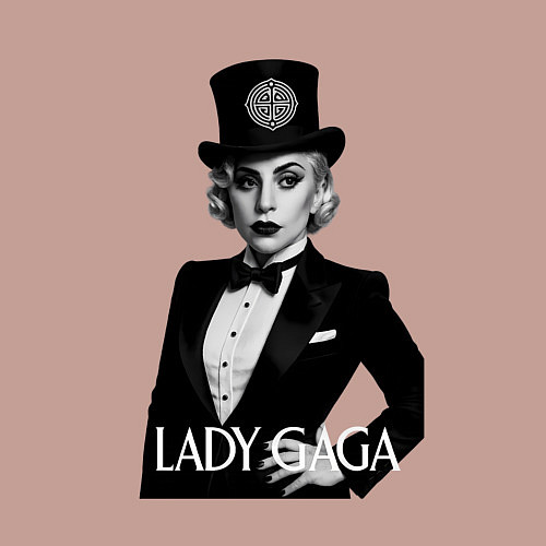 Мужской свитшот Леди Гага в черном костюме / Пыльно-розовый – фото 3