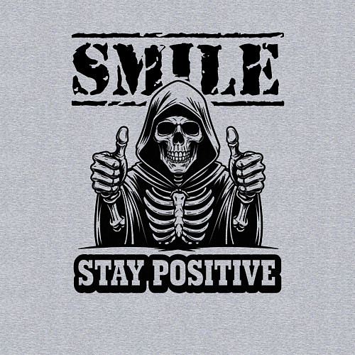 Мужской свитшот Улыбайся и будь позитивен - сарказм от смерти / Меланж – фото 3