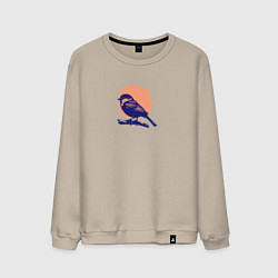Свитшот хлопковый мужской Воробей на закате, цвет: миндальный