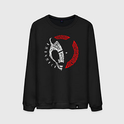 Свитшот хлопковый мужской Медведь берсерк с рунами - символ викингов, цвет: черный