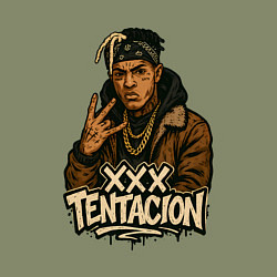 Свитшот хлопковый мужской XXXTentacion anime, цвет: авокадо — фото 2