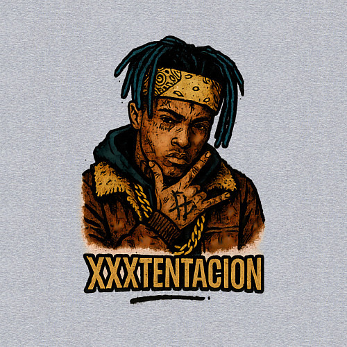 Мужской свитшот XXXTentacion мультяшный стиль / Меланж – фото 3