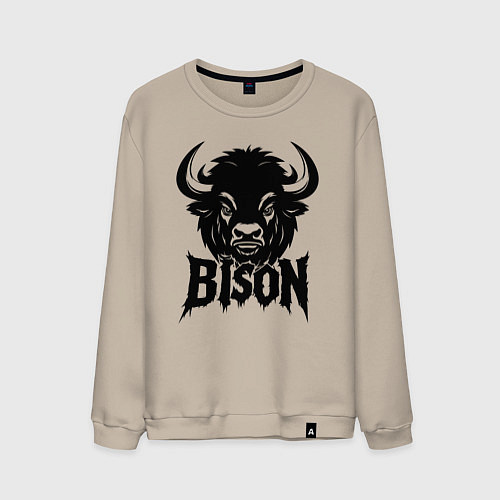 Мужской свитшот Мощное граффити бизон / Миндальный – фото 1