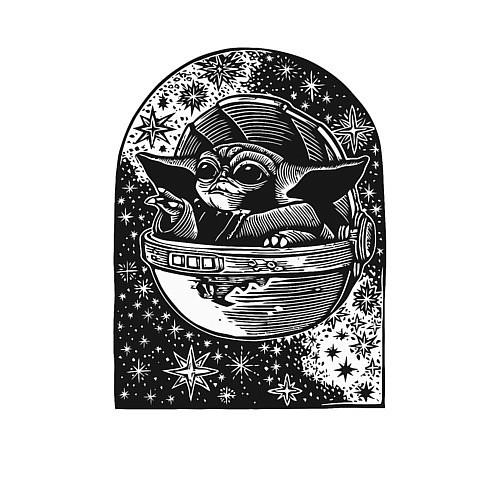 Мужской свитшот Малыш Йода в космосе / Белый – фото 3