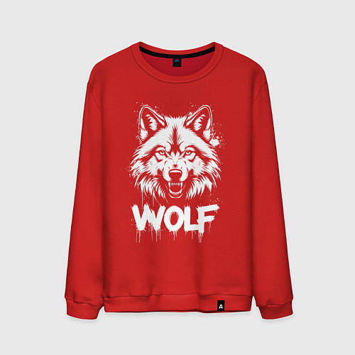 Мужской свитшот Яростный волк / Красный – фото 1