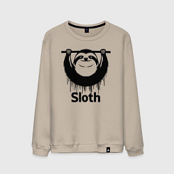 Свитшот хлопковый мужской Ленивец на турнике, цвет: миндальный