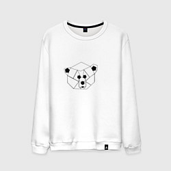 Свитшот хлопковый мужской Геометрическая морда медведя, цвет: белый