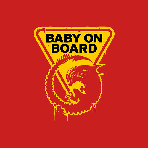 Мужской свитшот Чужой на борту - предупреждающий знак / Красный – фото 3