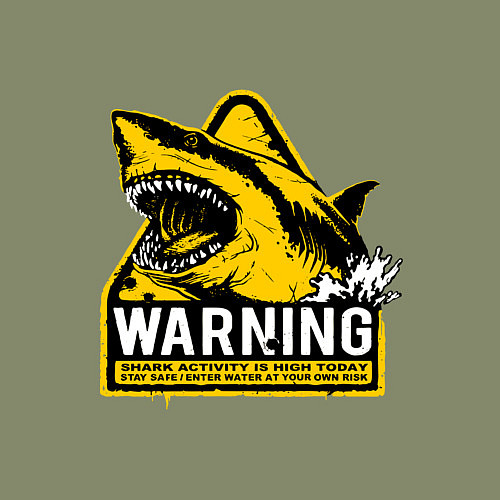 Мужской свитшот Предупреждающий знак - опасно акулы / Авокадо – фото 3