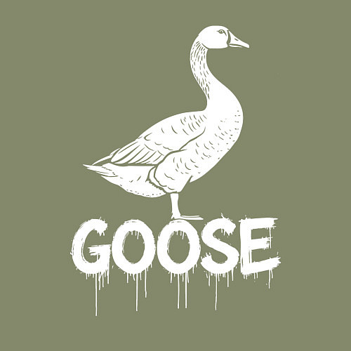 Мужской свитшот Гусь белой краской / Авокадо – фото 3