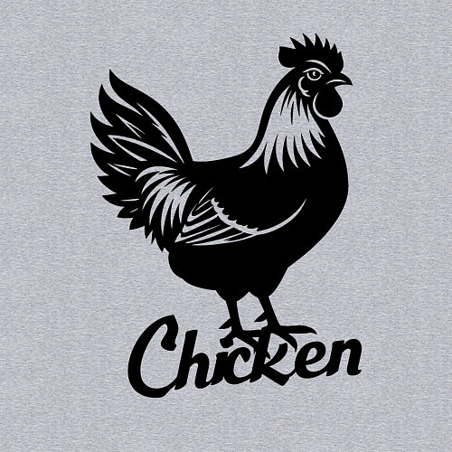 Мужской свитшот Черная курица с надписью / Меланж – фото 3