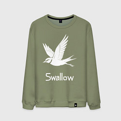 Свитшот хлопковый мужской Летящая ласточка, цвет: авокадо