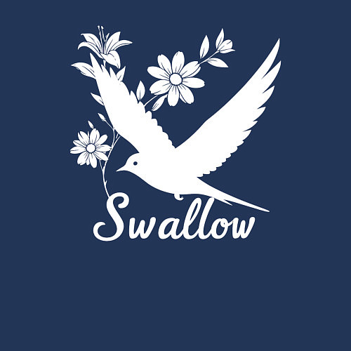 Мужской свитшот Ласточка среди цветов / Тёмно-синий – фото 3