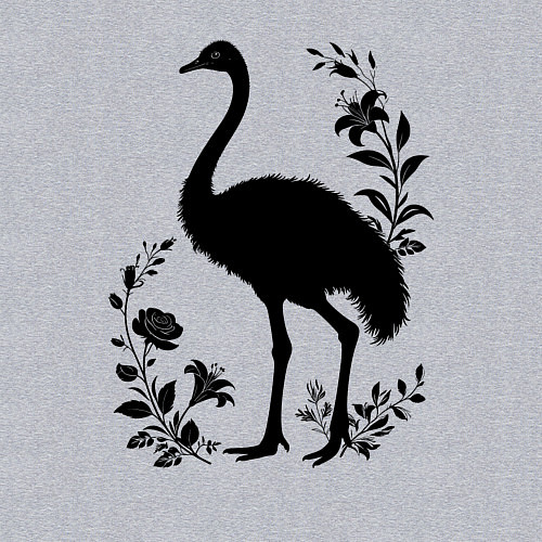 Мужской свитшот Страус среди цветов / Меланж – фото 3