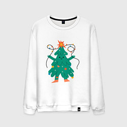 Мужской свитшот Новогодняя елка с ногами