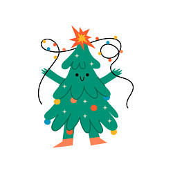 Свитшот хлопковый мужской Новогодняя елка с ногами, цвет: белый — фото 2