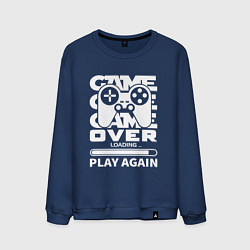Свитшот хлопковый мужской Game over play again, цвет: тёмно-синий