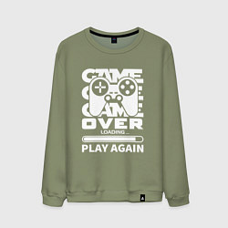 Свитшот хлопковый мужской Game over play again, цвет: авокадо