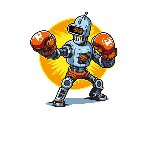 Мужской свитшот Робот-сгибальщик Бендер профессиональный боксёр / Белый – фото 3