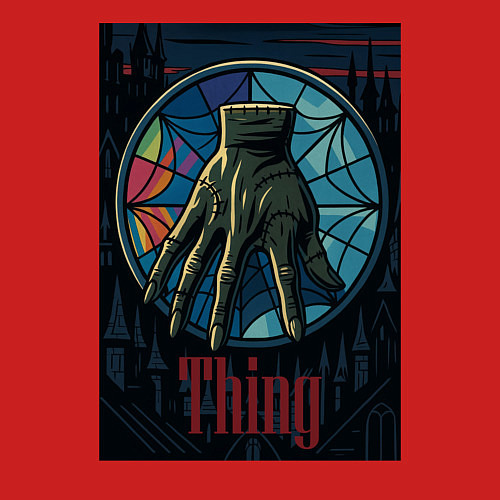 Мужской свитшот Вещь - Уэнсдей / Красный – фото 3