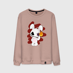 Свитшот хлопковый мужской Милый, но опасный заяц, цвет: пыльно-розовый