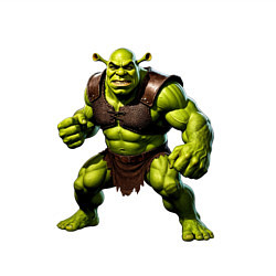 Свитшот хлопковый мужской Гибрид Шрека и Халка стоит в динамичной позе, цвет: белый — фото 2