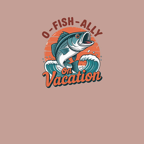 Мужской свитшот Рыба в морских волнах / Пыльно-розовый – фото 3