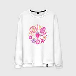 Свитшот хлопковый мужской Ягоды абстракция, цвет: белый