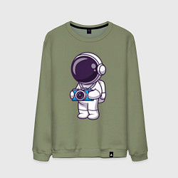 Свитшот хлопковый мужской Космонавт фотограф, цвет: авокадо