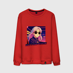 Мужской свитшот Ретровейв аниме девушка