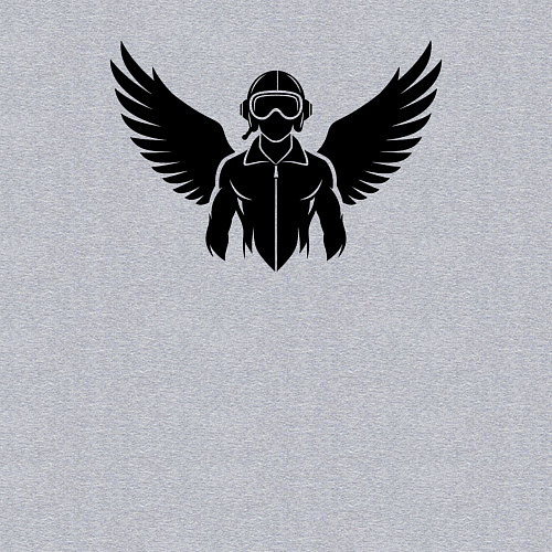 Мужской свитшот Черный авиатор с крыльями / Меланж – фото 3