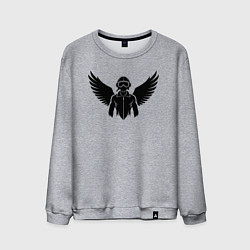 Свитшот хлопковый мужской Черный авиатор с крыльями, цвет: меланж