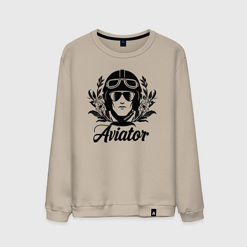 Мужской свитшот Авиатор в цветах / Миндальный – фото 1
