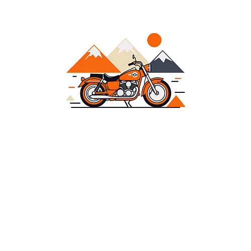 Мужской свитшот Оранжевый мотоцикл на белом / Белый – фото 3