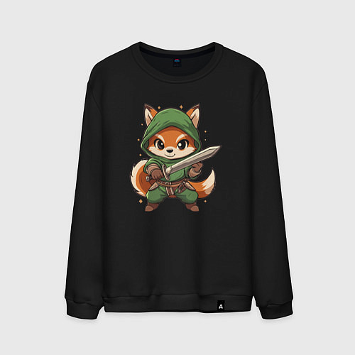 Мужской свитшот Лисёнок с мечом / Черный – фото 1