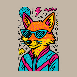 Свитшот хлопковый мужской Лиса поп арт, цвет: миндальный — фото 2