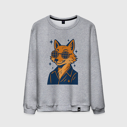 Мужской свитшот Лиса в очках / Меланж – фото 1