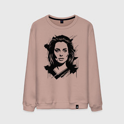 Свитшот хлопковый мужской Анджелина Джоли в стиле стрит-арт, цвет: пыльно-розовый
