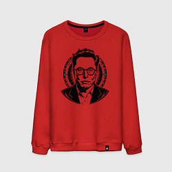Свитшот хлопковый мужской Илон Маск в стиле нью скул, цвет: красный
