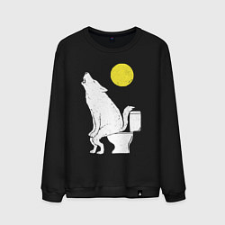 Свитшот хлопковый мужской Срущий волк, цвет: черный