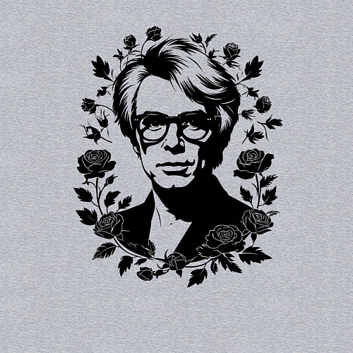 Мужской свитшот Энди Уорхол в цветочном обрамлении / Меланж – фото 3