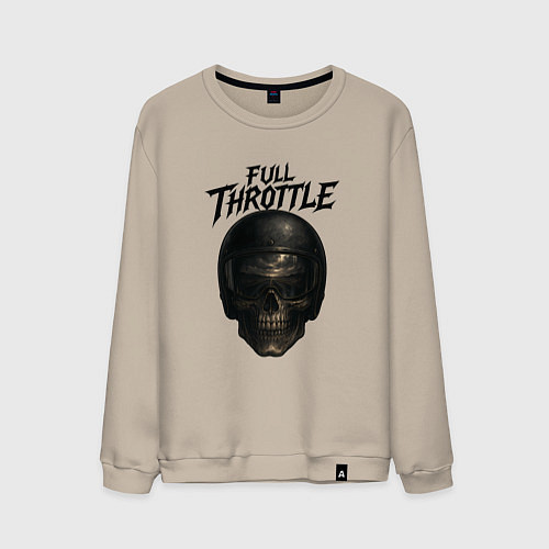 Мужской свитшот Full throttle Череп мотоциклиста / Миндальный – фото 1